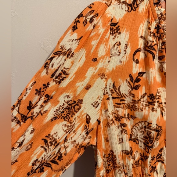 Frye Cadmium Orange Combo Tiered Front Button Dress Western Floral Cowgirl Small - Picture 4 of 16
